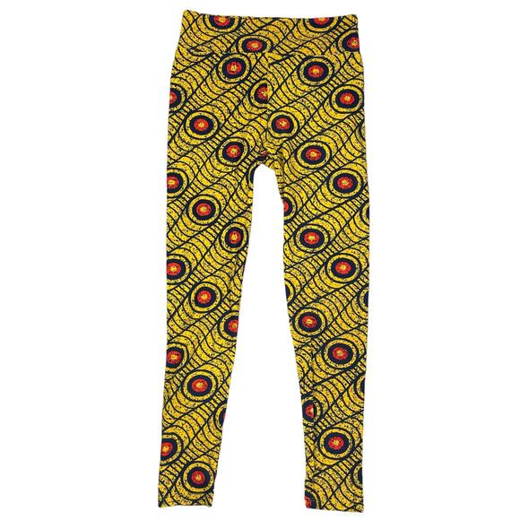 Lularoe Printed Leggings Yellow Multi Color One Size 2-10 - Picture 1 of 8